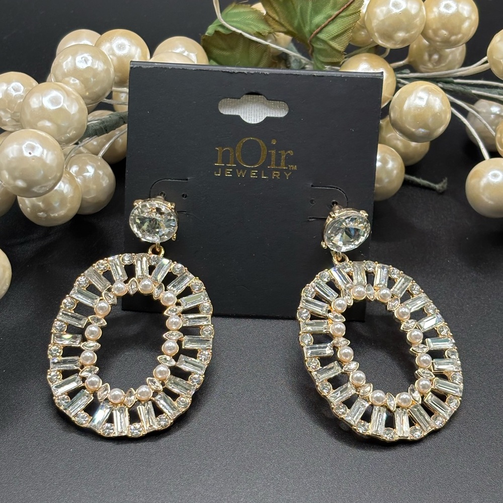 2.5” Drop Beautiful nOir Jewelry Earring  Full of Sparkle! High Impact Prom!